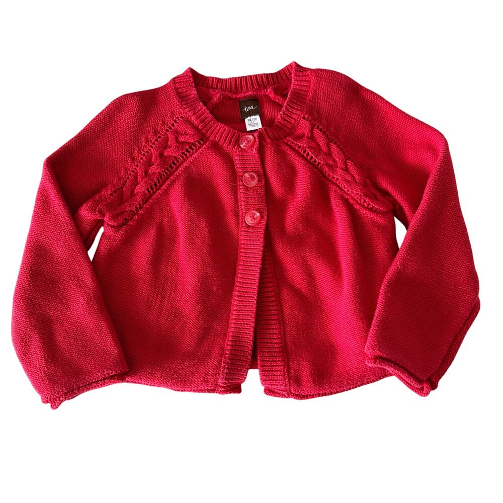 Tea Collection Red Cable Knit Button Front Cardigan - Size XS